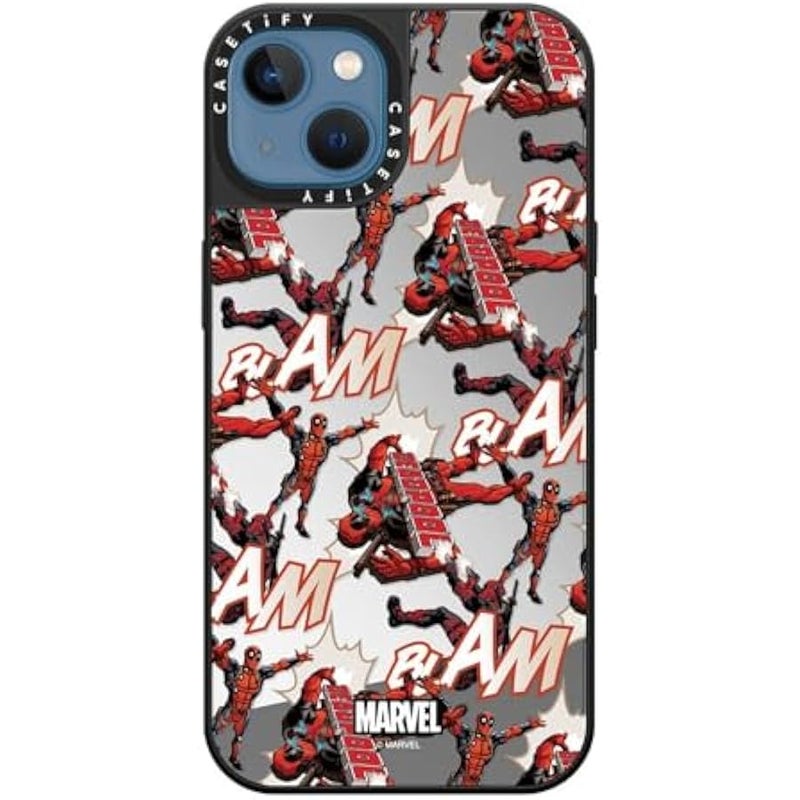 Casetify Mirror iPhone 13 Case 【Deadpool & Wolverine Co-Lab / 4.9ft Drop Protection/Magsafe】 - Deadpool Pattern Case - Silver on Black - Image 5