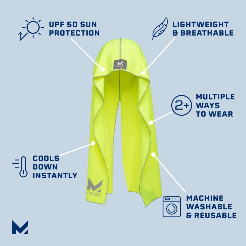 MISSION Cooling Hoodie Towel Evaporative Cool Technology Cools Instantly When Wet UPF 50 Sun Protection Contours Your Head to Stay in Place Great for Sports Fitness Gym Hi Vis Yellow - Image 3