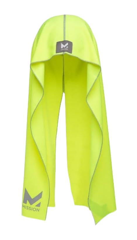MISSION Cooling Hoodie Towel Evaporative Cool Technology Cools Instantly When Wet UPF 50 Sun Protection Contours Your Head to Stay in Place Great for Sports Fitness Gym Hi Vis Yellow - Image 1
