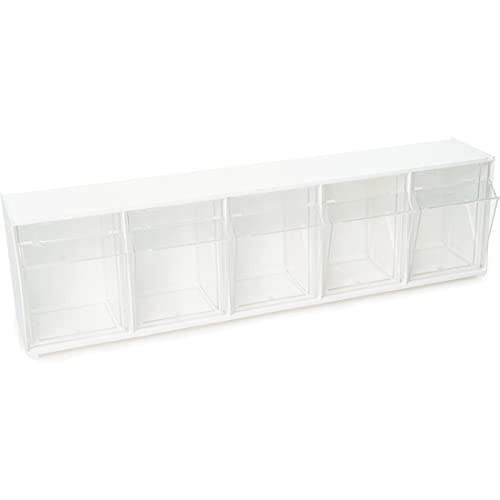 Deflecto Tilt Bins, Interlocking 5-Bins, 23" x 5" x 6.5 ", White (20503OP) - Image 4