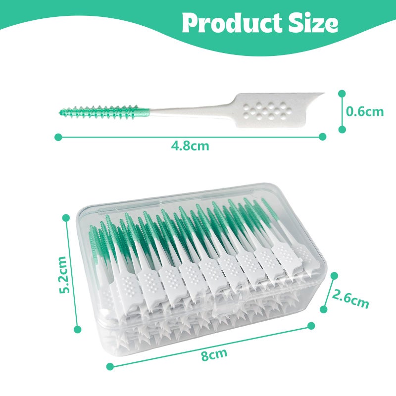 WQINX Dental Floss Picks Soft Silicone interdental Brush, Braces Brush, Floss Picks for Teeth, Disposable interdental Brush, Suitable for Cleaning Teeth Health(Green, 160pcs) - Image 2