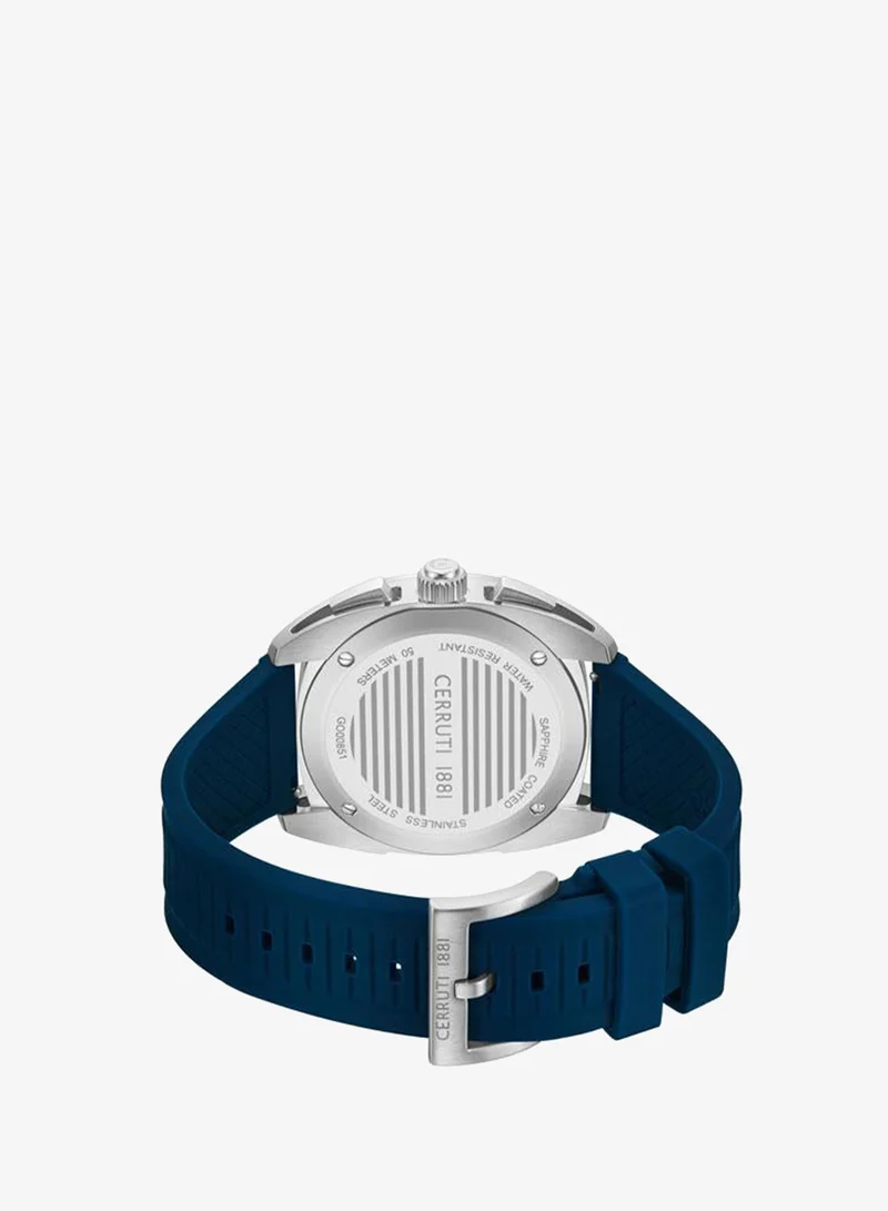 CERRUTI 1881 Black/Blue Men's Cuneo 41.3mm Black Blue Dial Silicone Strap Chronograph Watch For Men for Men | Best Price UAE