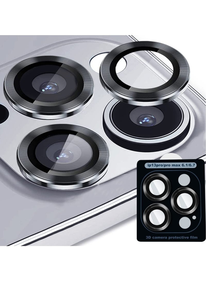 Camera Lens Protector for iPhone 13 Pro 6.1"& iPhone 13 Pro Max 6.7", Tempered Glass Camera Lens Protector Aluminum Alloy Lens Ring Cover - Image 1