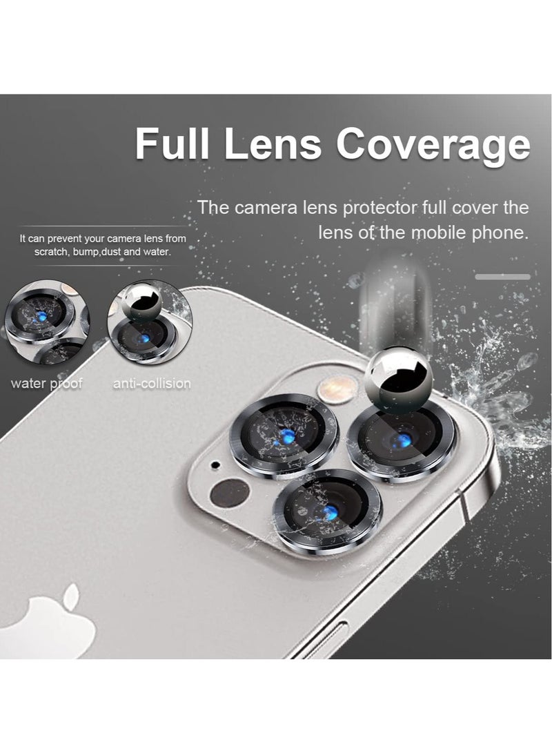 Camera Lens Protector for iPhone 13 Pro 6.1"& iPhone 13 Pro Max 6.7", Tempered Glass Camera Lens Protector Aluminum Alloy Lens Ring Cover - Image 2