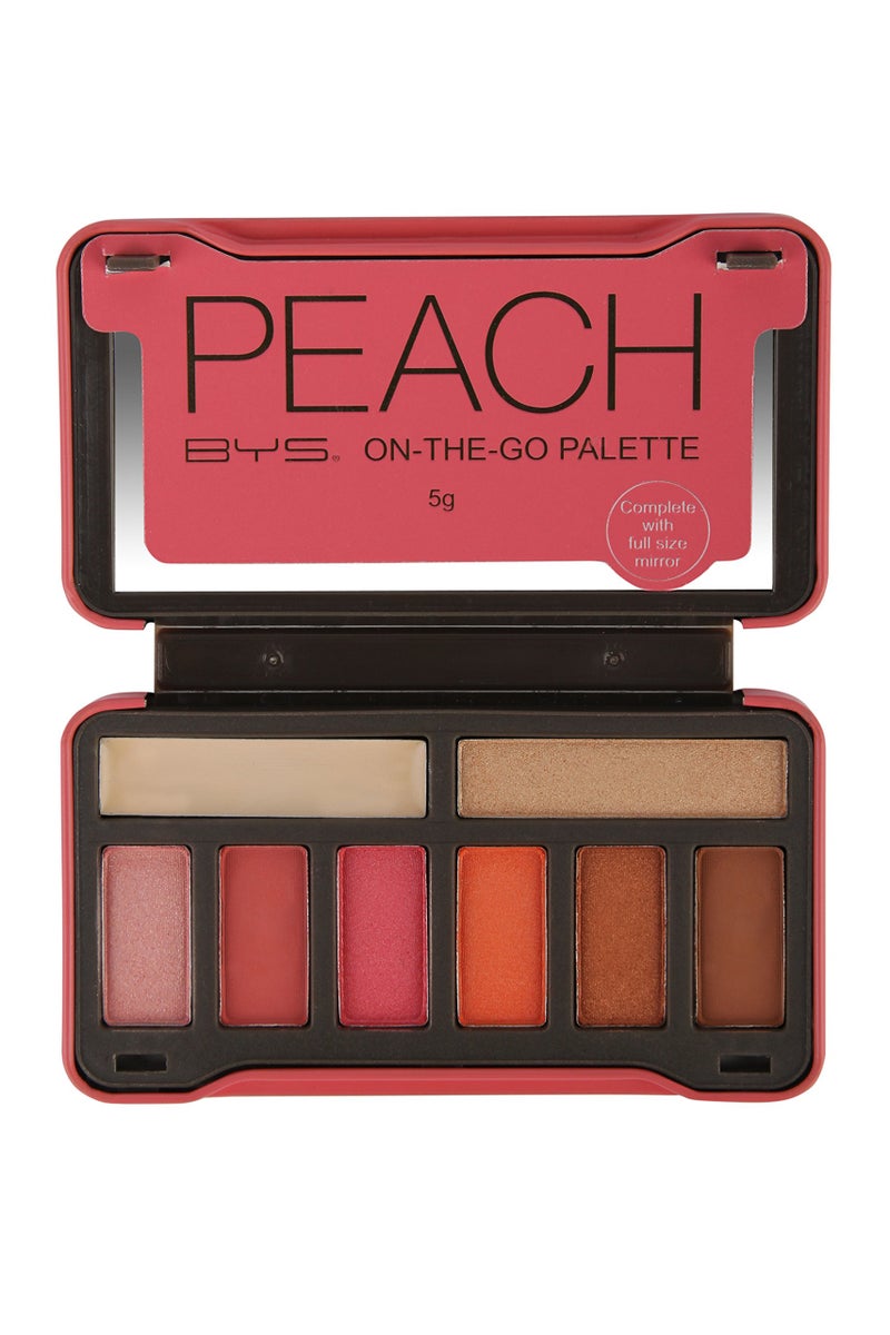 BYS OnTheGo Peach Eyeshadow Palette with Primer Highlighter and Mirror 6 Eyeshadows 1 Highlight 1 Prime