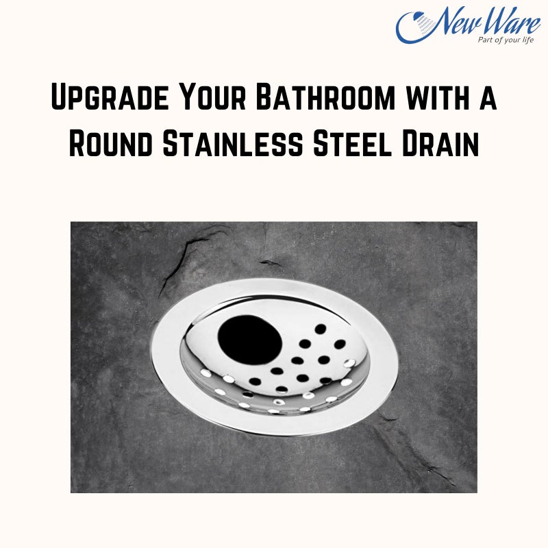 NEW WARE® 4 Inch Round Stainless Steel Bathroom Floor Drain with Hole - Chrome Finish Water Drain Grating - Image 2