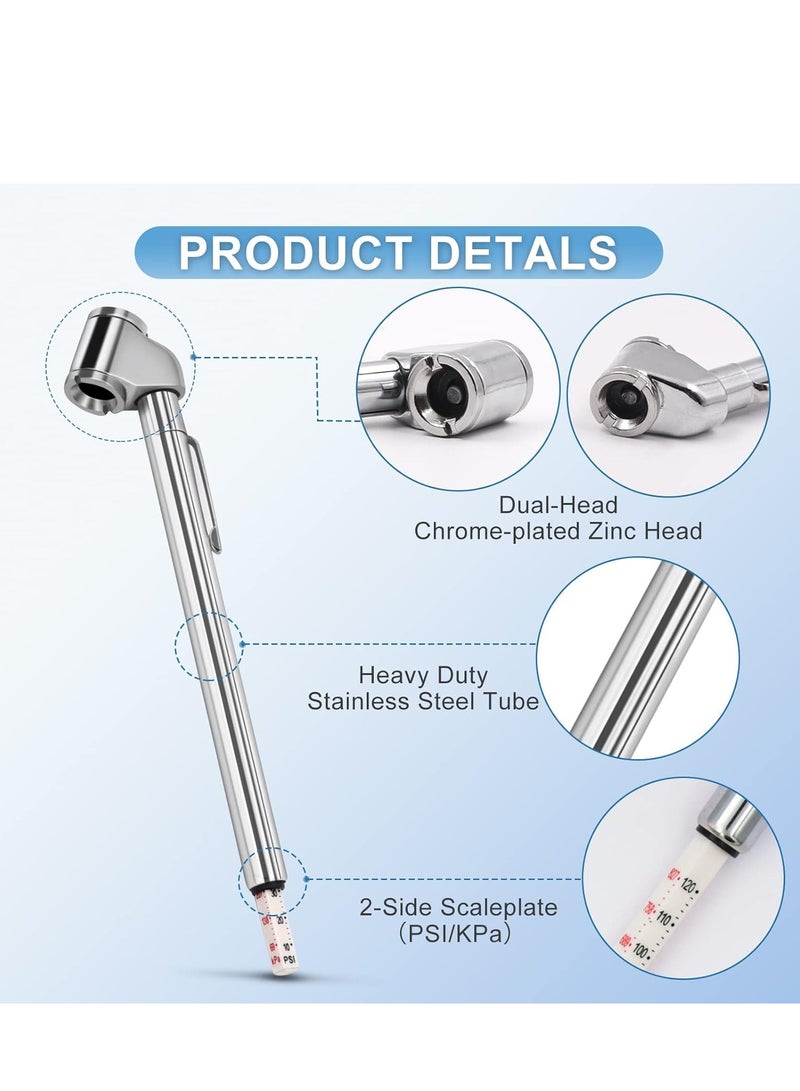 Pencil Tire Pressure Gauge 2 Pack 10 120PSI Dual Head Air Gauge Tire Pressure Heavy Duty Tire Valve Gauge for Truck Car RV ATV Motorcycle - Image 3