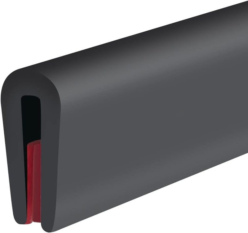 Protalwell Rubber Edge Trim, Self-Adhesive Rubber Edge Trim, Edge Protector for Sheet Metal, EPDM Material, Fit 1/16"(1.6mm), Length 10Ft, Black Color, U Channel Edge Trim - Image 1