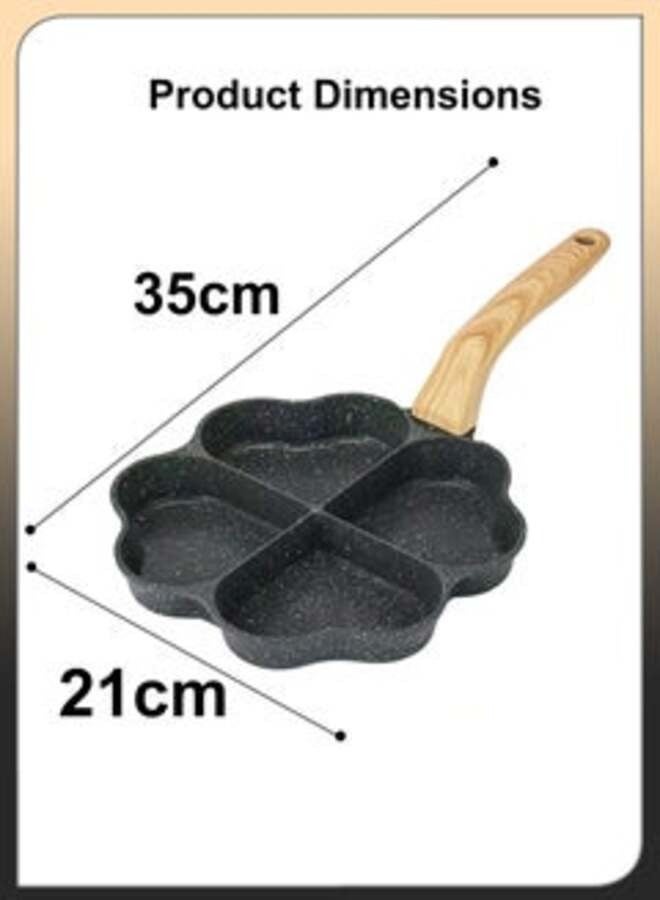 Love Heart Shape 4 Hole Nonstick Ceramic Coated Omelette Frying Pan Pancake Dumpling Maker Cooker Kitchen Utensil For Ham Burger And Breakfast Fried Egg Skillet - Image 3