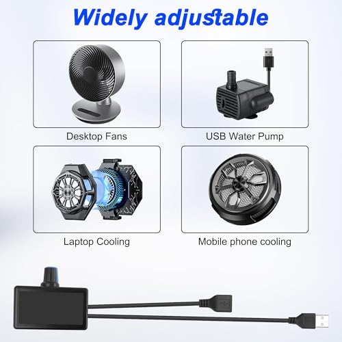 MEIRIYFA USB A Fan Speed Control Regulator,USB 2.0 A Male Output to Female Input Fan Speed Control Knob PWM Adjust Wind Speed Module for 5-24V Fans, Motors, and Water Pumps - Image 5