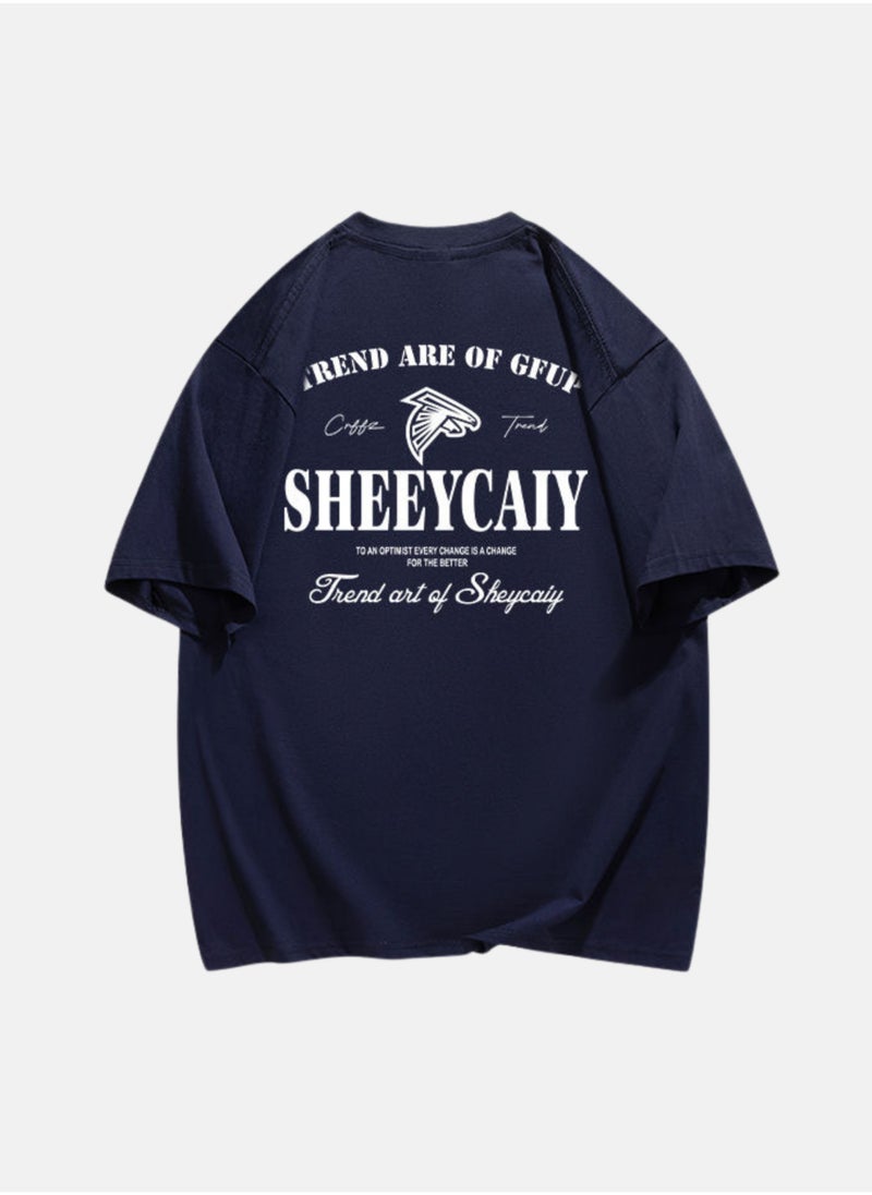 SHEEYCAIY Printed Navy Blue Unisex Oversized T-shirt - pzsku/ZB7404584E440283516CDZ/45/_/1716216301/0f1486b9-4513-4bdc-94f7-3f0dae876c21