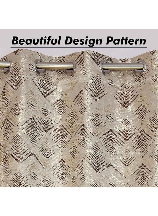 Yellow Weaves Yellow Weaves Rich Jacquard Fabric Curtains for Window, Abstract Pattern, 5 Feet, Pack of 2, Beige Brown - Image 2