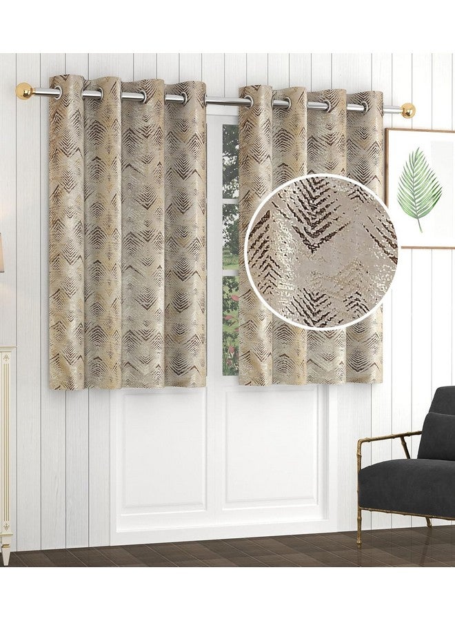 Yellow Weaves Yellow Weaves Rich Jacquard Fabric Curtains for Window, Abstract Pattern, 5 Feet, Pack of 2, Beige Brown - Image 1