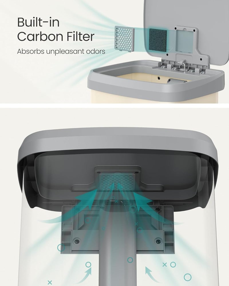 SONGMICS Kitchen Trash Can, 18-Gallon Stainless Steel Garbage Can, with Stay-Open Lid and Step-on Pedal, Soft Closure, Tall, Large and Space-Saving, Sand Beige and Dove Gray - Image 3