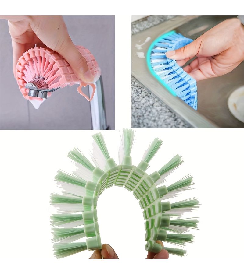 Blue Flexible Bendable Cleaning Brush For Kitchen Stove Bathroom Tiles Bathtub Floors - Image 2