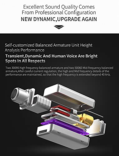 CCA KZ ZS10 Pro in Ear Monitor, 4BA+1DD Hybrid Driver IEM Earphones, HiFi Gaming Earbuds with Stainless Steel Faceplate, in Ear Headphone for Musician Audiophile (with Mic, Black) - Image 4