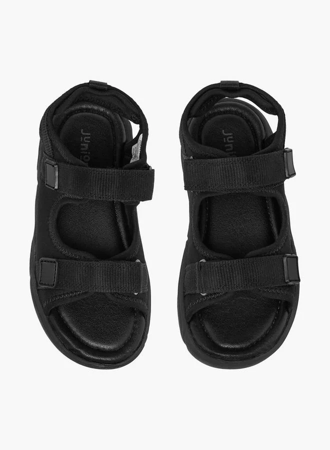 جونيورز Boys Monotone Strap Sandals With Hook And Loop Closure