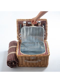 XiuWoo Picnic Basket Set With Mat Picnic Set Hamper for 4 with Waterproof Picnic Blanket Willow Picnic Service Gift Set for Camping Outdoor  - Image 3