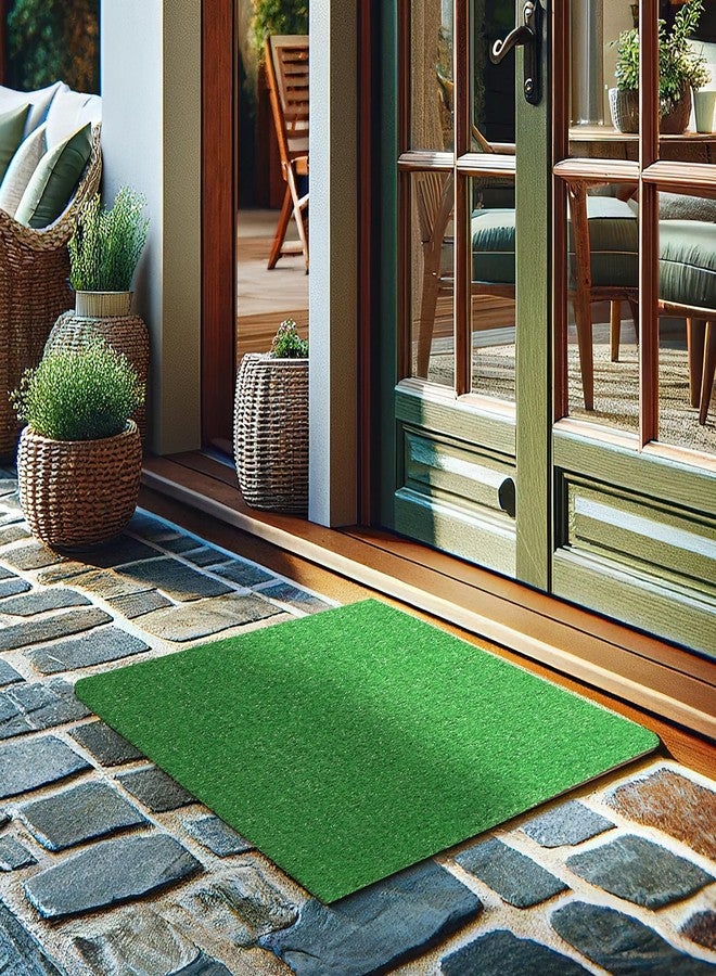 Ottomanson Front Door Mat for Indoors & Outdoors, Artificial Grass Mat with Drainage Holes, Faux Turf for RV Patio Entry & High Traffic Areas, Easy to Clean and UV Fade Resistant – 16" x 43" - Image 1