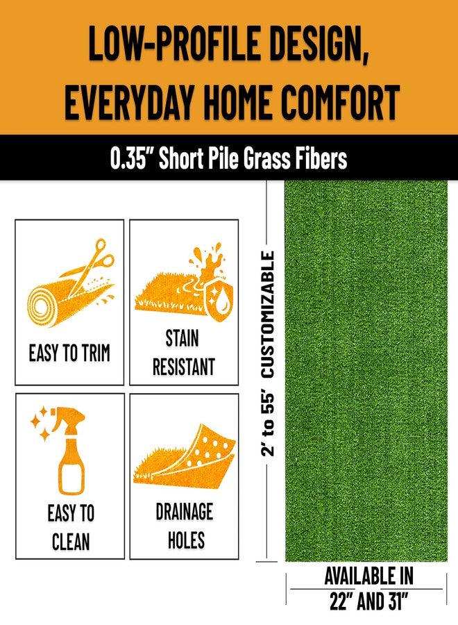 Ottomanson Front Door Mat for Indoors & Outdoors, Artificial Grass Mat with Drainage Holes, Faux Turf for RV Patio Entry & High Traffic Areas, Easy to Clean and UV Fade Resistant – 16" x 43" - Image 4