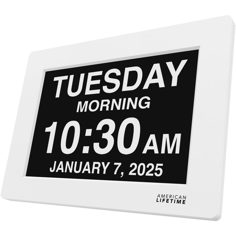 American Lifetime New 2025 Dementia Clock Large Digital Clock for Seniors, Large Display with Custom Alarms, Calendar Clock with Day & Date for Elderly, Clear Numbers Alzheimer Digital Clock White - Image 5