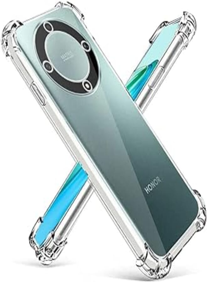 (Honor X9A) Transparent Soft TPU Four Corner Armor Shockproof Protective Case Cover