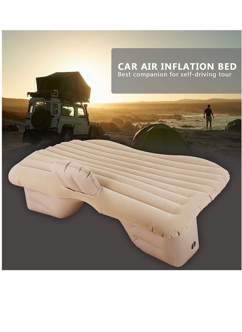 Generic Portable Travel Car Bed Camping Inflatable Mattress With 2 Pillows Removable Backseat Air-Pump For Hiking Trips And Outdoor Activities Beige  - Image 2