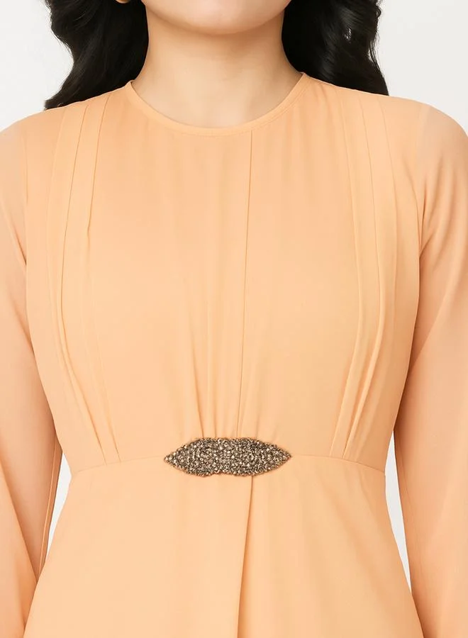 ميش بلوزة بأكمام جرس وكسرات