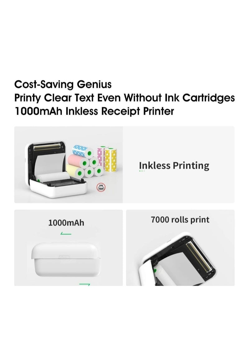 Mini Printer A6, Portable Thermal Printer With 304 DPI Ultra HD Resolution Connect Mobile Phone via APP Bluetooth, Can Print Labels, Stickers, Thermal Paper, Cute Appearance Color Yellow