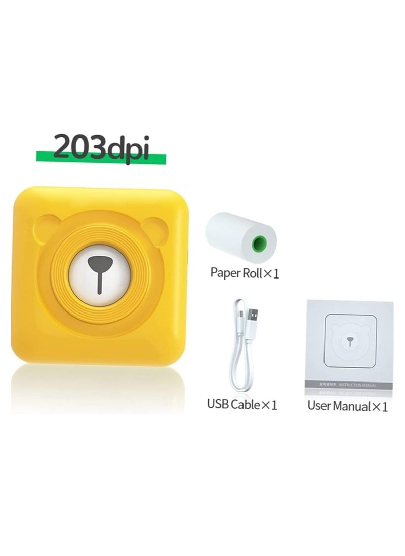 Generic - Mini Printer A6, Portable Thermal Printer With 304 DPI Ultra HD Resolution Connect Mobile Phone via APP Bluetooth, Can Print Labels, Stickers, Thermal Paper, Cute Appearance Color Yellow - Image 1