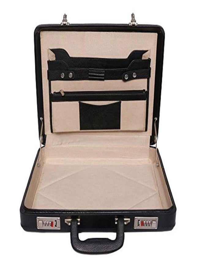 OBANI Genuine Leather Briefcase Black. Dimensions: 17" x 3" x 12.50" (L x W x H) - Image 3