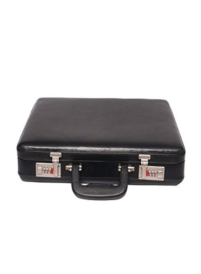 OBANI Genuine Leather Briefcase Black. Dimensions: 17" x 3" x 12.50" (L x W x H) - Image 1
