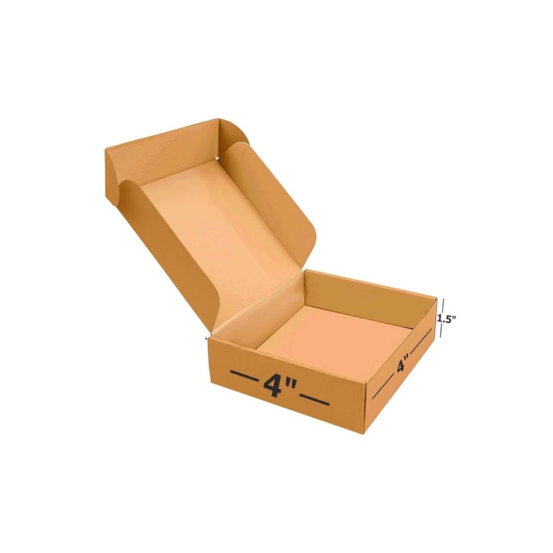 Box Brother Corrugated Shipping Boxes 4x4x1.5 inches – Small Cardboard Mailer Boxes for Packaging, Moving, Storage, E-Commerce, Gift & Parcel Packing – Brown Kraft Carton Box (Brown Pack of 50) - Image 1