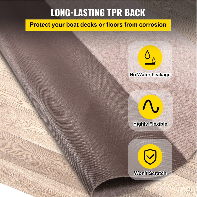 Happybuy 6 ft x 18 ft Brown Marine Carpet for Boats Waterproof - 0.18" Thick Indoor Outdoor Rug Carpet Roll for Home Patio Porch Deck - Image 4