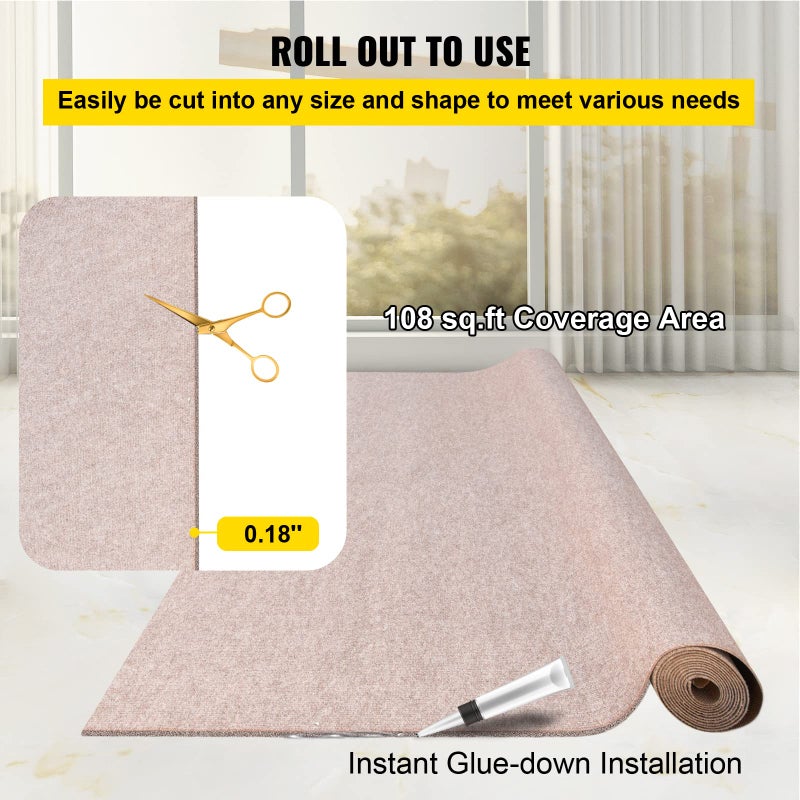 Happybuy 6 ft x 18 ft Brown Marine Carpet for Boats Waterproof - 0.18" Thick Indoor Outdoor Rug Carpet Roll for Home Patio Porch Deck - Image 5