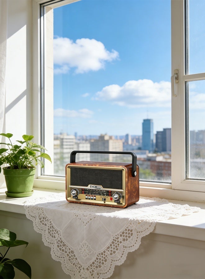 EVCHE Bluetooth Portable Radio with Remote Control All-in-One FM/AM/SW Receiver USB/TF Card MP3 Player AUX Input Rechargeable Battery - Image 4
