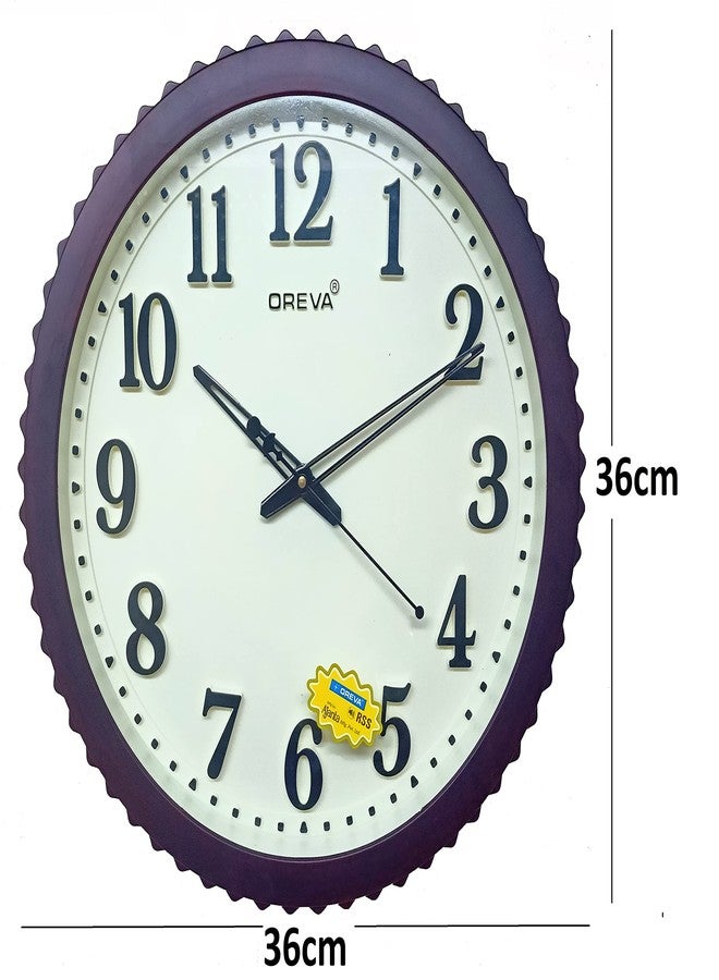 OREVA Plastic Designer Sweep Wall Clock (36 x 36 x 4.25 cm, Red, AQ-6347 SS) - Image 2