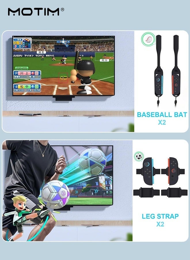 Motim 16 in 1 Switch2 Sports Accessories Bundle, Family Pack with Tennis, Golf Club, Baseball Bat, Handle Grip, Table Tennis Bat, Lightsaber, Volleyball Wristband, Football Shin Guard, for Nintendo Switch2 joycon - Image 4