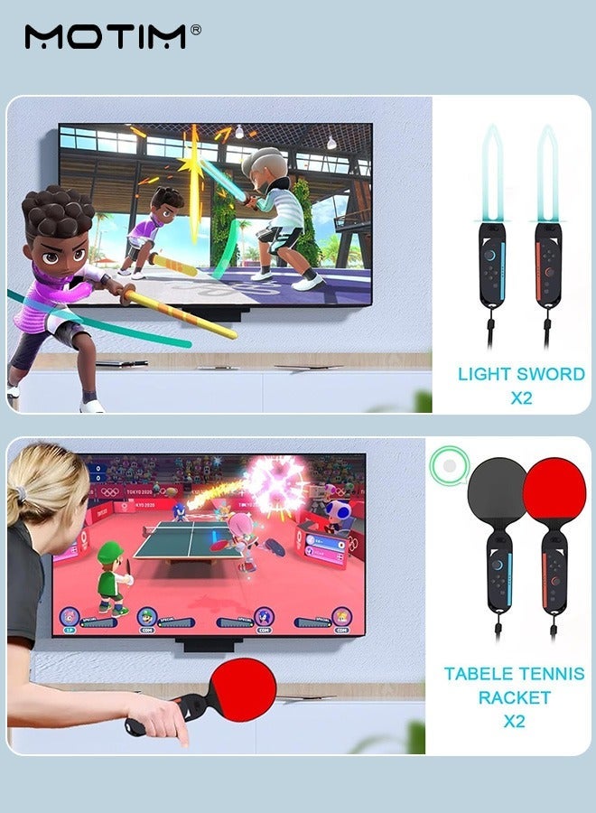 Motim 16 in 1 Switch2 Sports Accessories Bundle, Family Pack with Tennis, Golf Club, Baseball Bat, Handle Grip, Table Tennis Bat, Lightsaber, Volleyball Wristband, Football Shin Guard, for Nintendo Switch2 joycon - Image 5