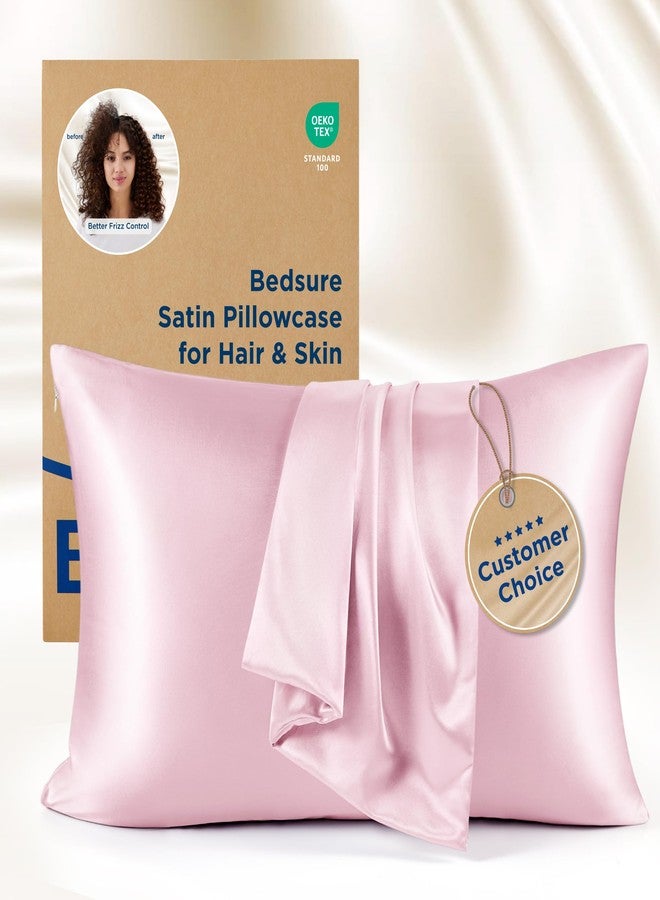 Bedsure Satin Pillowcase for Hair and Skin Queen, Similar to Silk Pillow Cases, Valentine Pillow Covers Set of 2 with Envelope Closure, Pink Room Decor Essentials, Gifts for Women Girls 20x30 Inches - Image 1