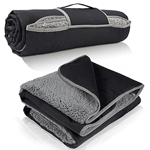 Tirrinia Waterproof Outdoor Blanket with Sherpa Lining, Windproof Triple Layers Warm Comfy Foldable for Camping Stadium, Sports, Picnic, Grass, Concerts, Pet, 51''X 59'' - Machine Washable - Image 1