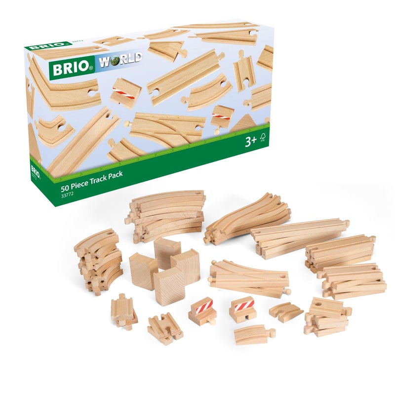 BRIO World Special Track Pack - 50-Piece Set - FSC-Certified Wooden Train Track Pieces - Expand Creativity - Compatible with All BRIO Railway Sets - Kids Ages 3 & Up - Image 1