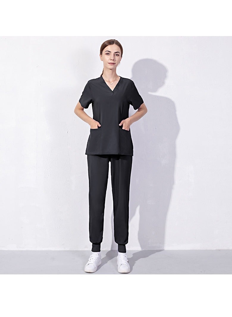 Generic Summer Doctor and Nurse Work Uniform Beauty Hospital Pet Dental Operating Room Washing Clothes Set (Black)  - Image 5