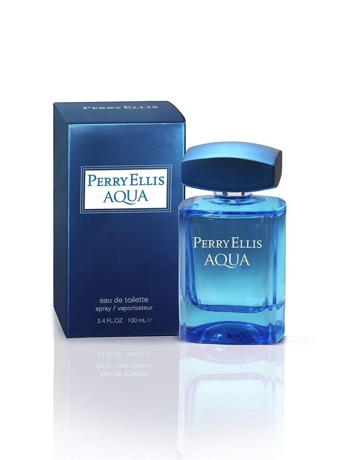 Perry Ellis Aqua Men 3.4oz EDT Spray, 0.25oz EDT Spray, 6.8oz Deodorizing Body Spray, 1.7oz Shower Gel 4 Pc Gift Set - Image 5