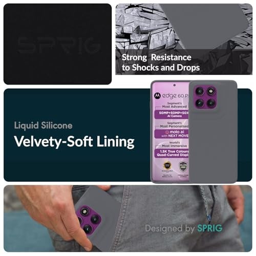 SPRIG Compatible with Moto Edge 60 Pro Premium SilkTone Back Cover Drop Tested Shock Proof Mobile Case for Men, Women, Boys and Girls with Camera Protection (Dark Grey) - Image 3