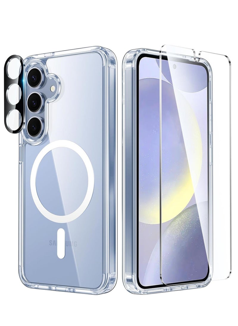 Raxoom Samsung Galaxy S24 Case: Magnetic Clear Slim Shockproof Cell Phone Protective Cover | Anti Yellowing Scratch Proof Drop Proof Tough 5G Mobile Phone Protection Bumper - Image 1