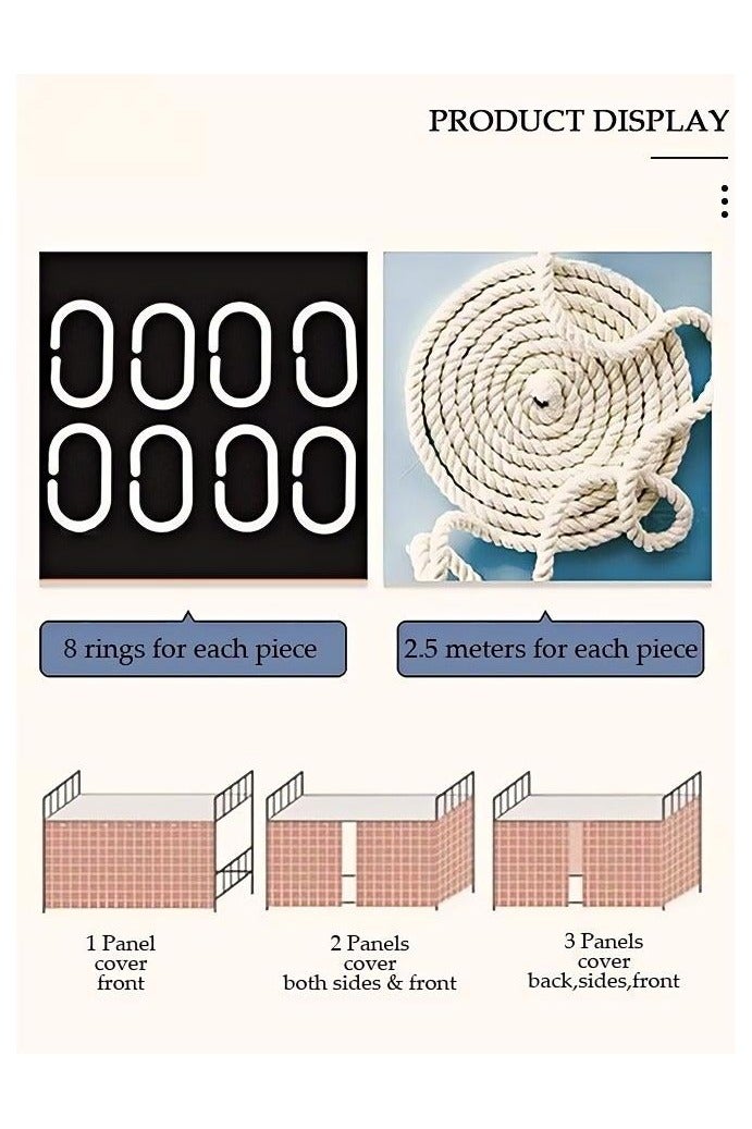 JUNYOUK 2 Pcs Private Bed Curtain At The Bottom Of The Bunk Bed, Breathable And Dustproof Single Bed Blackout Curtain, Dormitory Family Bed Curtain, Can Cover 3 Sides - Image 3