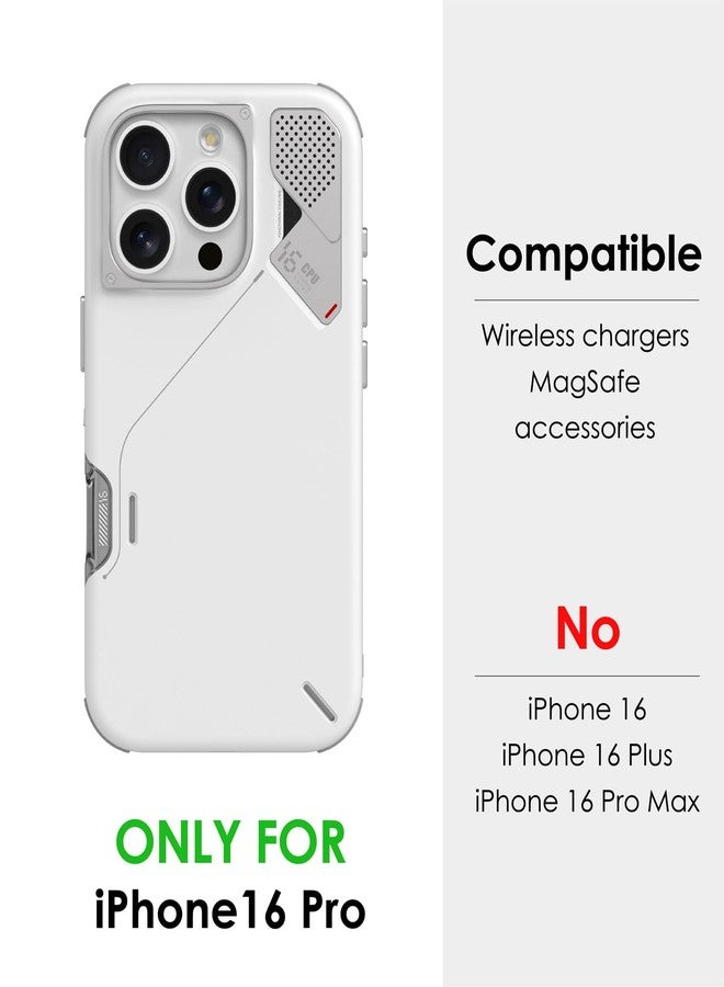 Aulumu A16 Shockproof Case for iPhone 16 Pro, Updated Camera Control, Real Cooling, Aluminum Alloy Camera Frame, Multilayer Composite Protection, White - Image 2