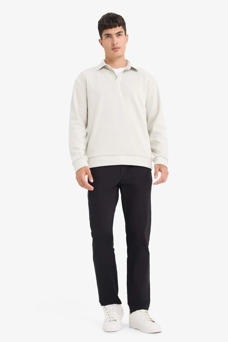 DeFacto Regular Fit Polo Neck Corduroy Sweatshirt