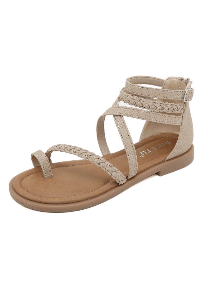 SIKETU Sandals Women  Summer Cross Strap Open Toe Casual Strap Roman Shoes Wedge Large Size Women's Shoes 